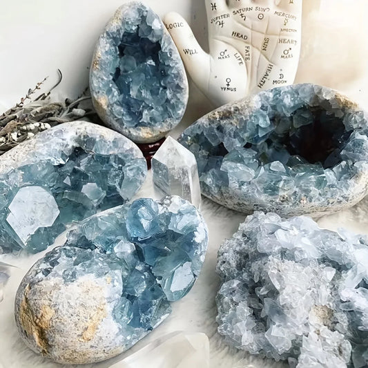 Celestite Druzy Egg Cluster
