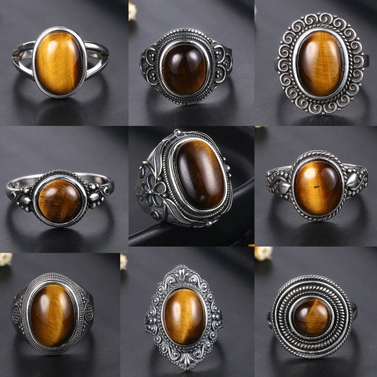 925 Sterling Silver Rings - Tigers Eye Collection - non-plated