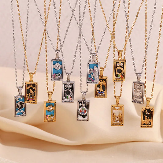 Stainless Steel Tarot Necklaces - Etherial Collection - Rhodium or 18k Gold Plated
