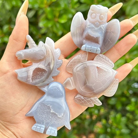 Druzy Agate Crystal Carvings - Spirit Collection