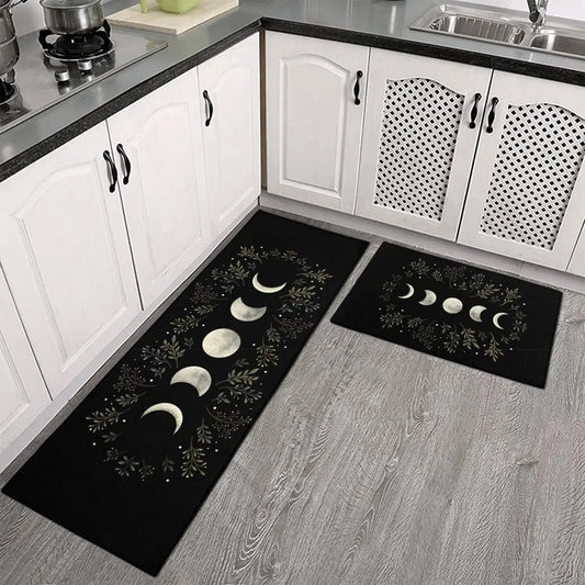 Floral Moon Phase Kitchen Rugs