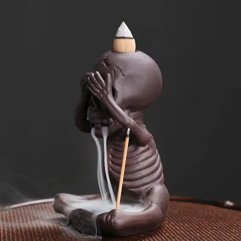 Back Flow Incense Burners - 3 Wise Skeletons Collection