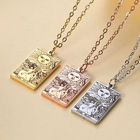 Stainless Steel Tarot Necklaces - Classic Collection - Rhodium, 14k Rose Gold or 18k Yellow Gold Plated