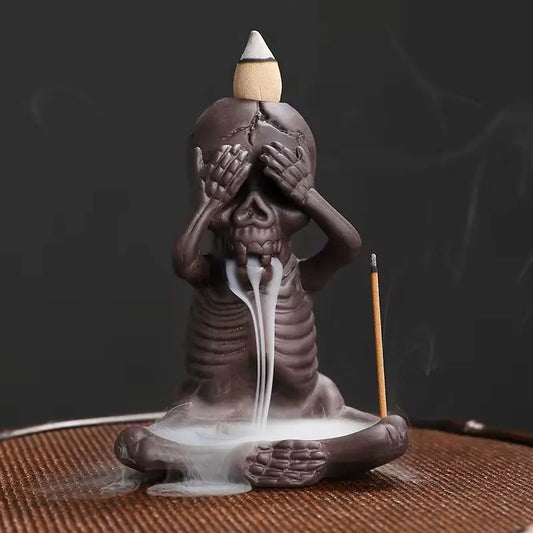 Back Flow Incense Burners - 3 Wise Skeletons Collection